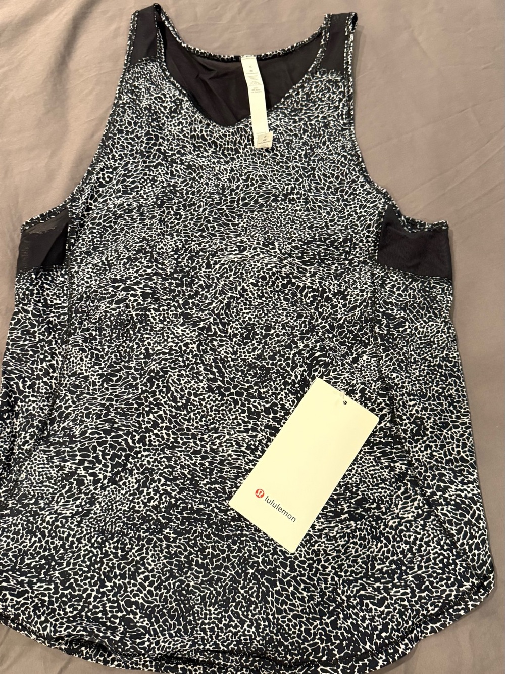 lululemon athletica Black and White Patterned Athletic Tank